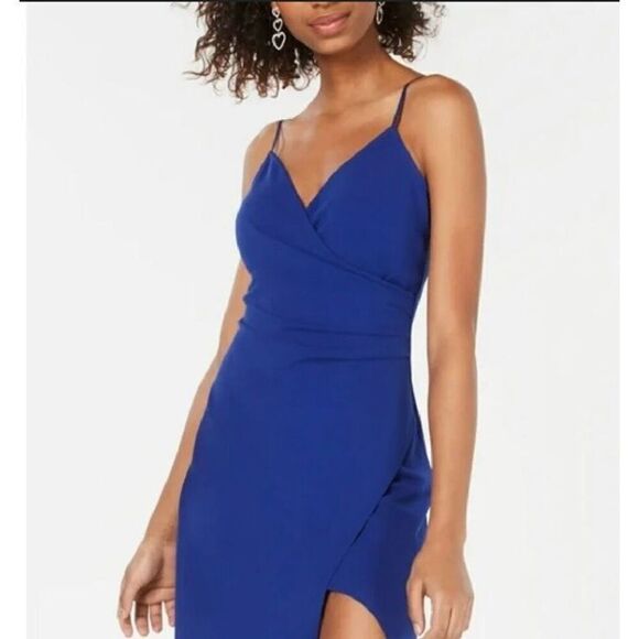 EMERALD SUNDAE - 🎉HP🎉 NWT - L Sz L High-Slit/V-Neck Side Ruched Gown/Royal Blue - Picture 8 of 16